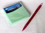 Green Self Stick Notes with Pencil