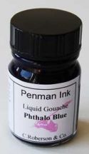 Roberson's Penman Liquid Gouache Ink Phthalo Blue