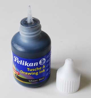 drawing ink a open showing dropper spout 30ml