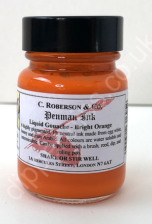 Roberson's Penman Liquid Gouache Ink Bright Orange