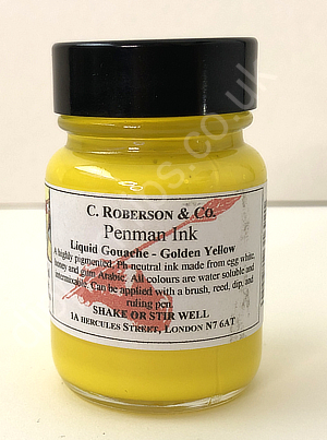 Roberson's Penman Liquid Gouache Ink Golden Yellow